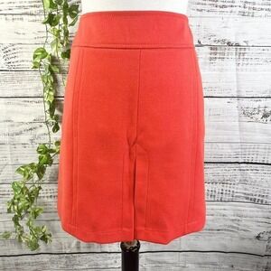 Ann Taylor Loft Skirt sz 4 Orange Textured Stretch A Line Above Knee Kick Pleat